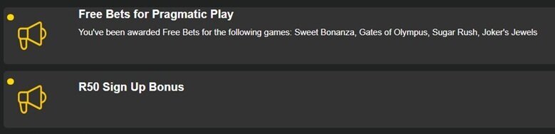 easybet bonuses showing in the account area