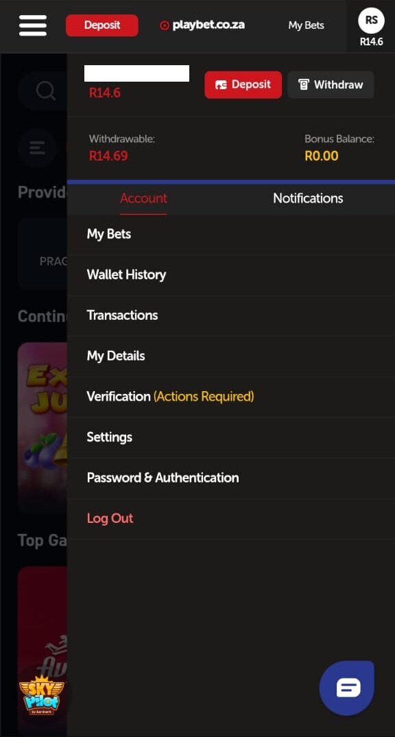 PlayBet R14.69 withdrawable balance with R0 bonus balance after free spins test