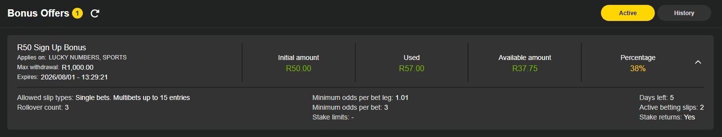 easybet bonus rollover tracker progress screengrab
