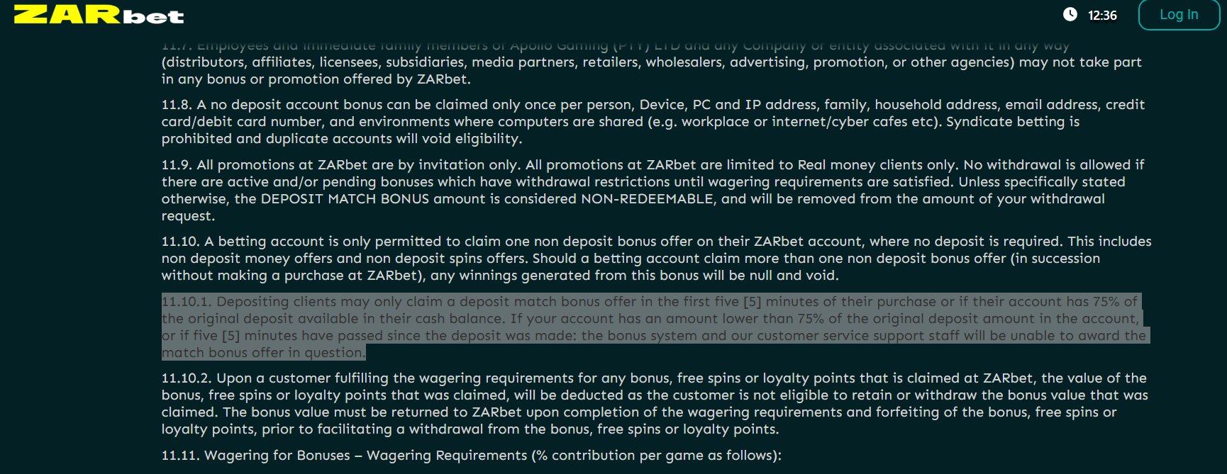 ZARbet live chat confirming the welcome bonus cashout rule
