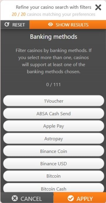 Step 3: Choose your preferred casino payment method