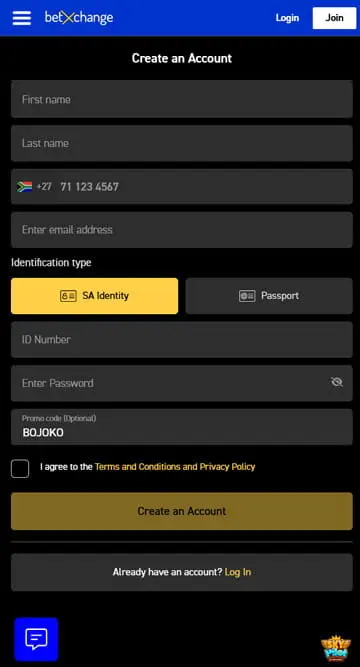 Sign up and enter the code