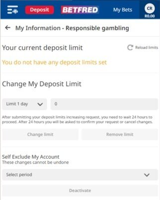 Betfred responsible gambling mobile tools