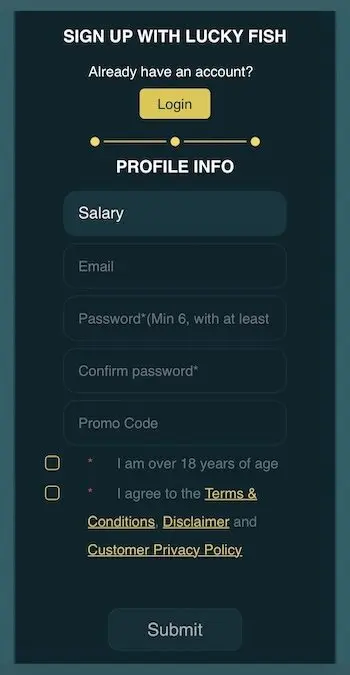 Use the bonus code at Lucky Fish