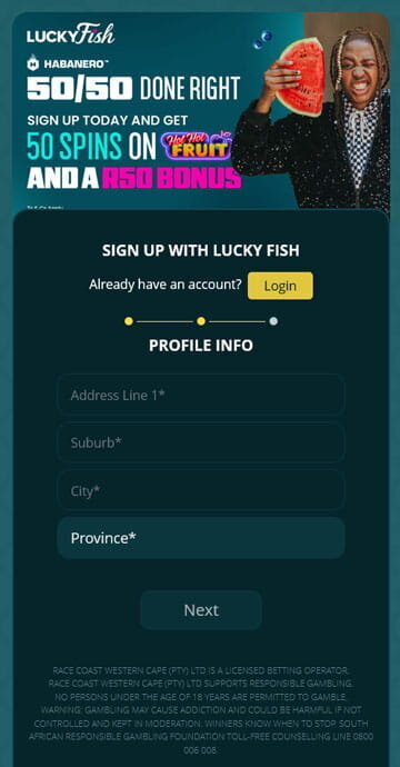 Sign up at Lucky Fish casino