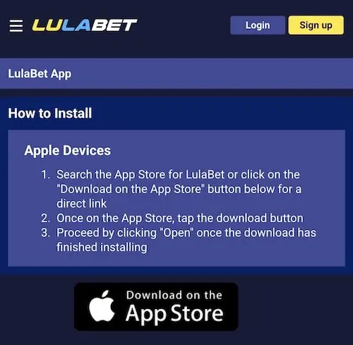 Download LulaBet iOS app