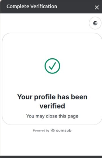 World Sports Betting FICA profile verified screen