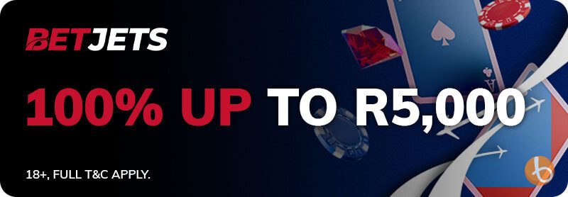 betjets first deposit promo banner 100% up to R5000