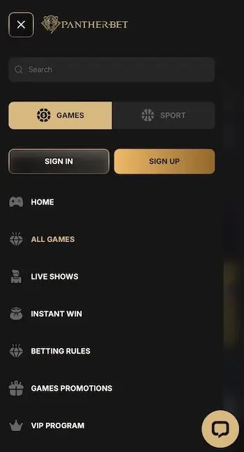 Mobile casino at PantherBet
