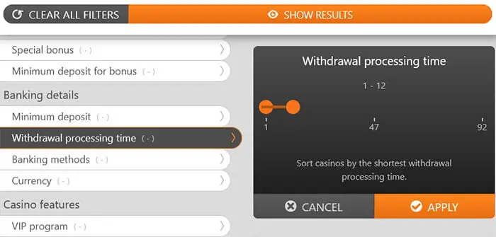 Set a filter for fast processing time