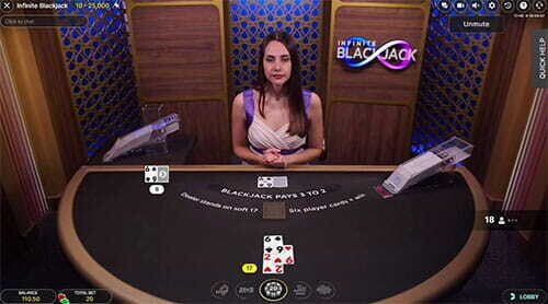 Infinite blackjack live game by Evolution