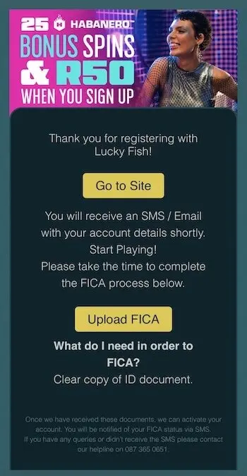 Complete the FICA at Lucky Fish