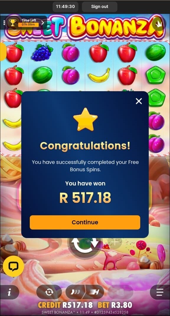 Final result after playing the WanejoBets promo-code bonus spins