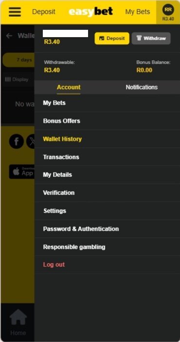 Easybet withdrawable balance with R0 bonus balance after free spins test