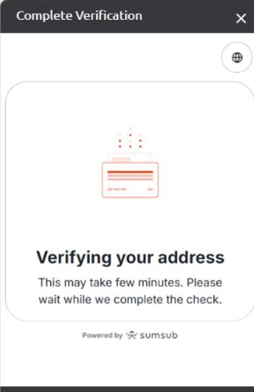 World Sports Betting FICA verifying address screen